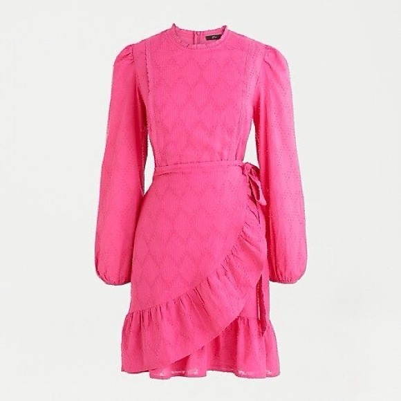J. Crew Dresses & Skirts - J.Crew Puff-sleeve Wrap Dress in Pink